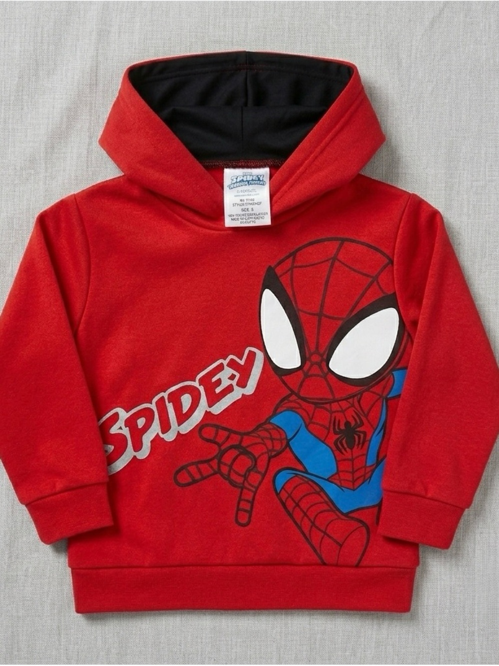 Marvel Spider-Man Hoodie Boys Size 6 Red Pullover Hooded Sweatshirt